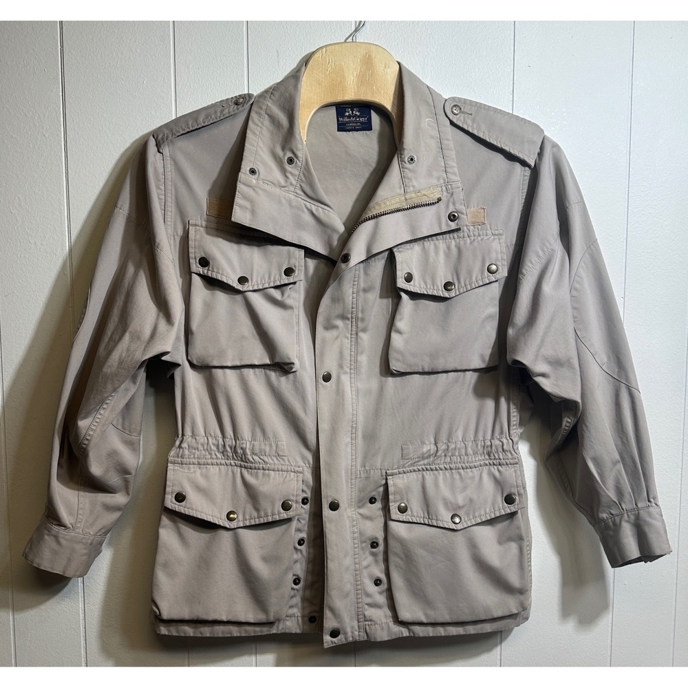 Willis & Geiger Mens Vintage Cotton Bush Poplin Safari Field Jacket Tan Khaki